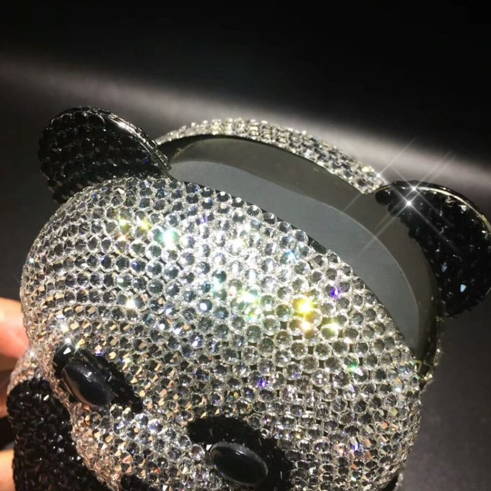 NEW Sparkling Bling Crystal Rhinestone Panda Bear Bag Clutch Purse +Gift - Picture 5 of 16